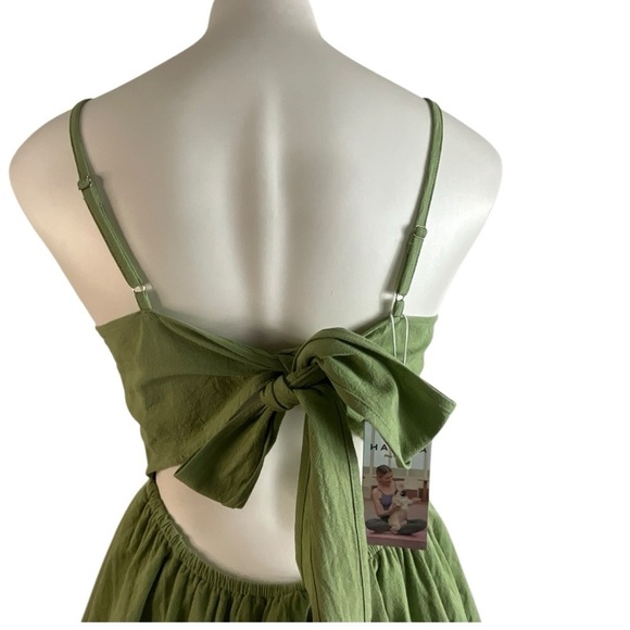 Halara Backless Adjustable Straps Green Sleeveless Tiered Dress - Picture 8 of 15